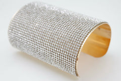 Women Gold Metal Cuff Bling Bracelet Silver Shinny Flirty Party