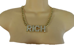 Women Gold Metal Fashion Necklace Chunky Chain Link Jewelry RICH Bling Hip Hop