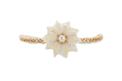 Gold Metal Chain Boot Bracelet Anklet Shoe Cream Bead Flower Charm Fashion