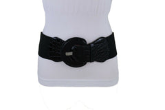 Women Hip High Waist Sexy Fashion Black Color Belt Big Round Buckle Size M L XL