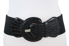 Women Hip High Waist Sexy Fashion Black Color Belt Big Round Buckle Size M L XL