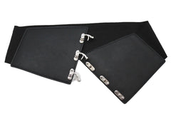 Women Black Wide Corset Belt Hip High Waist Wide Elastic Dressy Hook Size L XL XXL