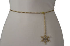 Silver Metal Chain Belt Christmas Winter Snow Flake Charm Hot Women Fashion Accessories XS-M & Plus Size M-XL - alwaystyle4you - 24