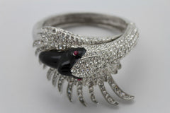Silver Metal Cuff Bracelet Big Black Swan Duck Rhinestones New Women Fashion Jewelry Accessories - alwaystyle4you - 2