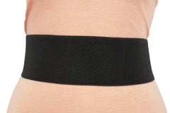 Black Faux Leather Stretch Back Elastic Hip High Waist Wide Belt Silver Big Flower Buckle New Women Fashion Accessories S M - alwaystyle4you - 2