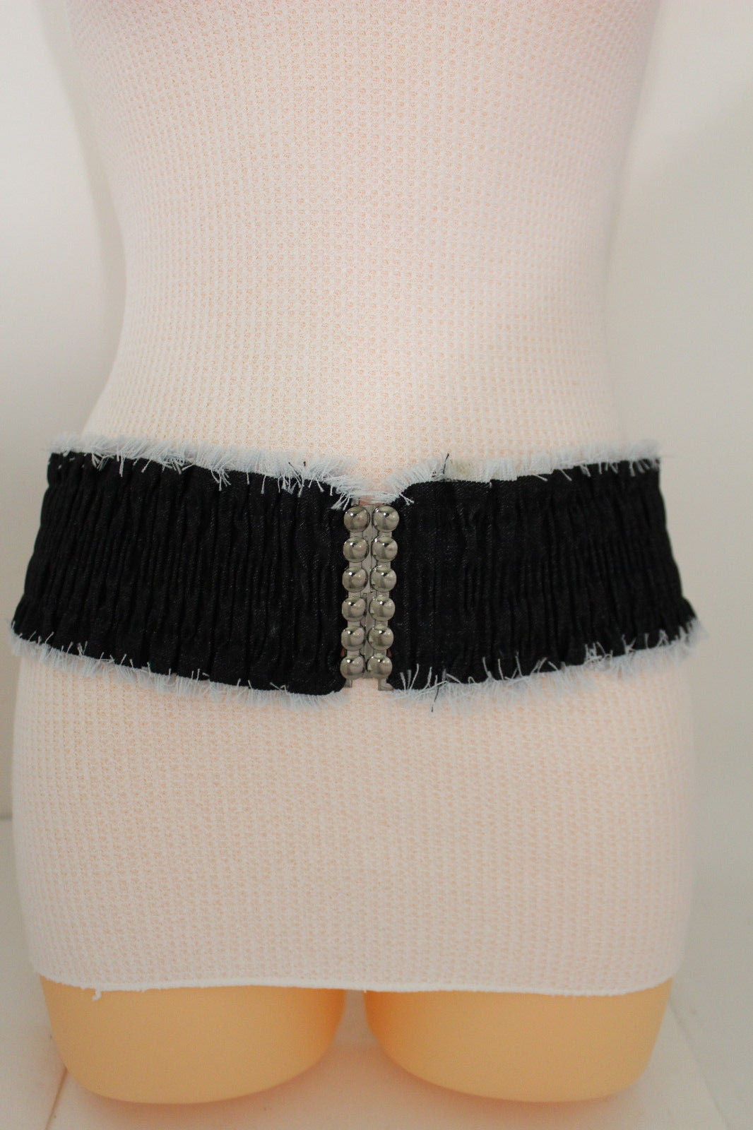 Black Light Blue Dark Blue Denim Stretch Fabric Elastic Hip High Waist Belt + Fringes Women Fashion Accessories S M - alwaystyle4you - 1