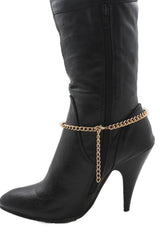 Gold Metal Turquoise Blue Crosses Anklet Shoe Charm Boot Chains Bracelet New Women Accessories - alwaystyle4you - 4