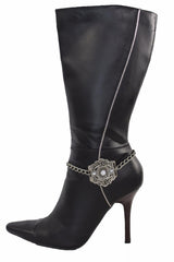 Silver Metal Chain Anklet Shoe Antique Charm Beads Boot Bracelet