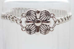 Silver Metal Boot Chain Bracelet Anklet Shoe Filigree Cross Floral Charm