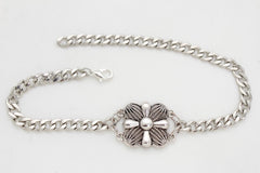 Silver Metal Boot Chain Bracelet Anklet Shoe Filigree Cross Floral Charm