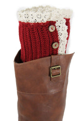 Red Blue Gray Pair Boots Cover Toppers Slip On Booties Knit Crochet Accessories