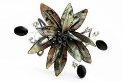 Grey Black Beads Flower Elastic Cuff Bracelet Band New Women Unique Fashion Jewelry Accessories - alwaystyle4you - 3