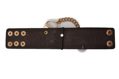 Dark Brown / Black Faux Leather Bracelet Gold / Silver Metal Chains Skeleton Skulls Hand New Women Fashion Jewelry Accessories - alwaystyle4you - 4