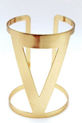 Gold Metal Cuff Bracelet Long V Shape Cut Outs Adjustable New Women Fashion Jewelry Accessories - alwaystyle4you - 4