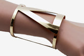 Gold Metal Cuff Bracelet Long V Shape Cut Outs Adjustable New Women Fashion Jewelry Accessories - alwaystyle4you - 8