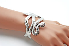 Gold / Silver Metal Cuff Bracelet Cobra Snake Trendy Wrap Around New Women Fashion Jewelry Accessories - alwaystyle4you - 3