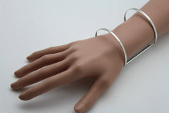 Silver Metal Cuff Bracelet Light Retro Cut Outs Adjustable New Women Fashion Jewelry Accessories - alwaystyle4you - 4