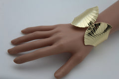 Gold Metal Yellow Cuff Bracelet Stripes Wings Fans Trendy New Women Fashion Jewelry Accessories - alwaystyle4you - 3