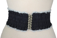 Black Light Blue Dark Blue Denim Stretch Fabric Elastic Hip High Waist Belt + Fringes New Women Fashion Accessories S M - alwaystyle4you - 3