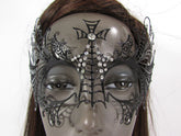Black Metal Butterfly Wings Cross Net Silver Rhinestones Back Tie Halloween
