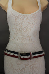 Blue Red White Faux Leather Hip Waist Belt America USA Flag Women Fashion Accessories S M - alwaystyle4you - 1
