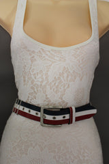 Blue Red White Faux Leather Hip Waist Belt America USA Flag New Women Fashion Accessories S M - alwaystyle4you - 3
