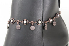 Silver Dark Silver Brown Copper Metal Charm Believe Hope Peace Smile Boot