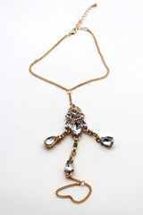 Gold Metal Chains Anklet Ethnic Bling Charm Foot Bracelet Clear Stones Accessories