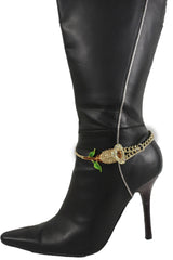 Rhinestone Lily Flower Boot Chain