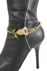 Rhinestone Lily Flower Boot Chain