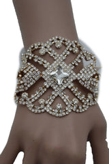 Gold Metal Chains Bracelet Rhinestones Star Beads Bridal Wedding