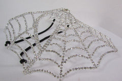 Silver Metal Full Big Spider Web Costume Face Mask Halloween Carnival