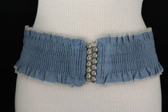 Black Light Blue Dark Blue Denim Stretch Fabric Elastic Hip High Waist Belt + Fringes New Women Fashion Accessories S M - alwaystyle4you - 2