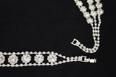 Silver Metal Flower Charms Long Open Back Wedding Jewelry Necklace