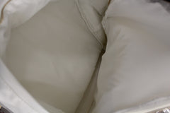 White Cream Faux Leather School Bag Back Pack Travel Gold Metal Chains Women Men