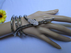 Silver Metal Extra Long Thin Necklace / Bracelet Snake Rhinestones New Women Fashion Style Jewelry Accessories - alwaystyle4you - 3