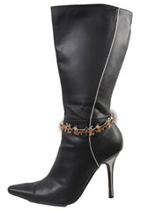Silver Metal Chain Anklet Heel Shoe Brown Dogs Pet Charm Jewelry Boot Bracelet
