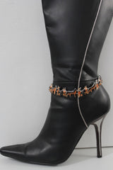 Silver Metal Chain Anklet Heel Shoe Brown Dogs Pet Charm Jewelry Boot Bracelet
