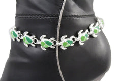 Silver Metal Boot Chain Bracelet Anklet Shoe Bling Mini Turtle Charm Nautical Women Hot Fashion