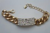 Gold Silver Metal Chains Bracelet Metal Plate Multi Clear Rhinestones New Women Fashion Jewelry Accessories - alwaystyle4you - 7