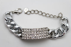 Gold Silver Metal Chains Bracelet Metal Plate Multi Clear Rhinestones New Women Fashion Jewelry Accessories - alwaystyle4you - 3