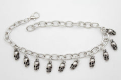 Silver Metal Boot Chain Bracelet Silver Metal Chain Skulls Shoe Charm Rocker
