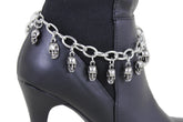Silver Metal Boot Chain Bracelet Silver Metal Chain Skulls Shoe Charm Rocker