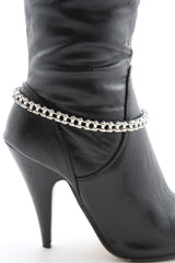 Silver Metal Boot Chains Thin Bracelet Motorcycle Bling Anklet Charm Biker Shoe