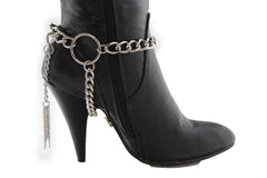 Silver Chain Boot Bracelet Anklet Shoe Charm Fringes Big Ring Hot Jewelry