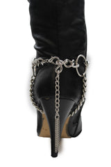 Silver Chain Boot Bracelet Anklet Shoe Charm Fringes Big Ring Hot Jewelry