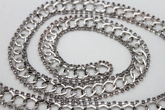 Silver Metal Chain Narrow Hip High Waist Dressy Flirty Belt Women Fahsion S M