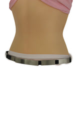 Silver Metal Multi Plates Hip Waist Narrow Skinny Belt Long Buckle New Women Fashion Accessories S M - alwaystyle4you - 4