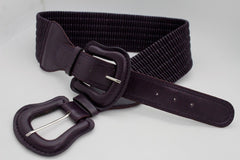 Faux Leather Double Buckle Elastic Waist Belt M L