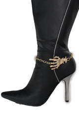 Women Western Halloween Boot Bracelet Gold Chains Bling Anklet Shoe Charm Skull Bones Hand